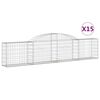 vidaXL Arched Gabion Baskets 15 pcs 300x30x60/80 cm Galvanised Iron