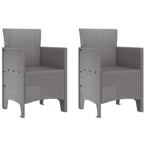 vidaXL Garden Chair 2 pcs Light grey 53 x 49 x 85 cm PP