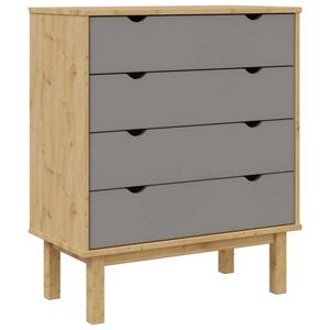 vidaXL Drawer Cabinet OTTA Brown&Grey 76.5x39.5x90cm Solid Wood Pine