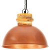 vidaXL Industrial Hanging Lamp Copper Round 32 cm E27 Solid Mango Wood