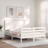vidaXL Bed Frame without Mattress White Double Solid Wood