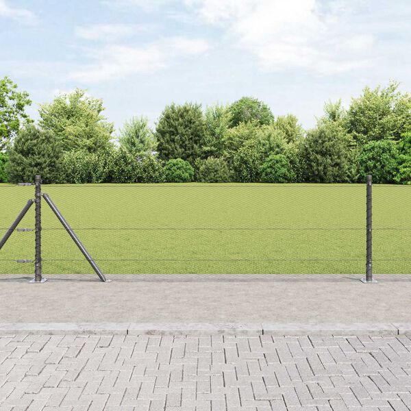 vidaXL Fence Post Grey 25 x 0.4 m (13 mm mesh) Steel and PVC