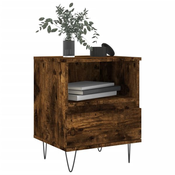 vidaXL Bedside Cabinet Smoked Oak 40x35x50 cm Engineered Wood