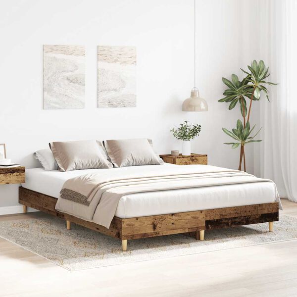 vidaXL Bed Frame No Mattress Old Wood 150x200 cm King Size Engineered Wood