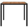 vidaXL Garden Table 90x90x75 cm Poly Rattan and Acacia Wood Black