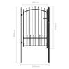 vidaXL Fence Gate with Spikes Black 100 x 150 cm Powder-coated steel