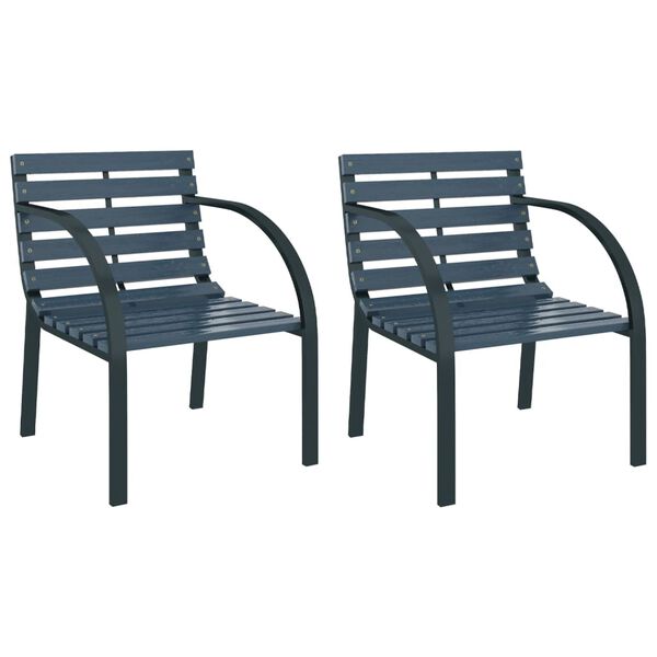 vidaXL Garden Chairs 2 pcs Grey Wood