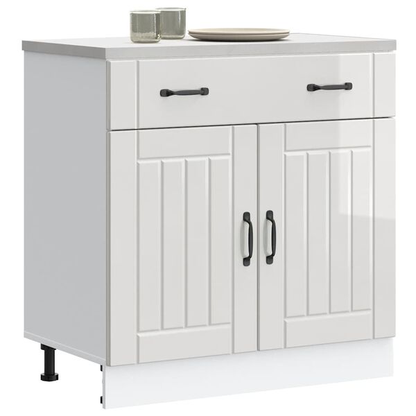 vidaXL Kitchen Base Cabinet Lucca High Gloss White Engineered Wood