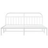 vidaXL Metal Bed Frame without Mattress with Headboard White 200x200cm