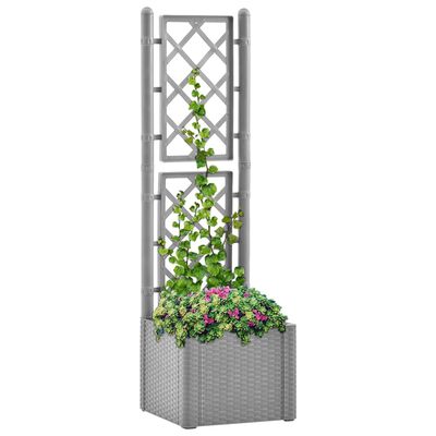 vidaXL Garden Raised Bed with Trellis and Self Watering System Grey