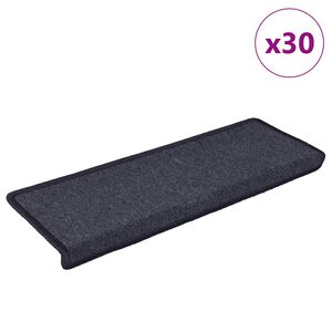 vidaXL Stair Mats 30 pcs 65x21x4 cm Dark Grey and Blue Rectangular Edge