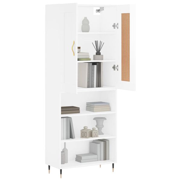 vidaXL Highboard High Gloss White 69.5x34x180 cm Engineered Wood