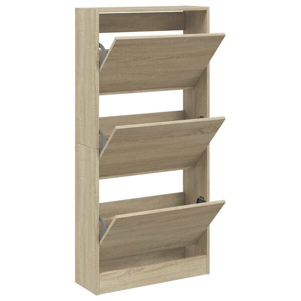 vidaXL Shoe Cabinet Sonoma Oak 60x21x125.5 cm Engineered Wood