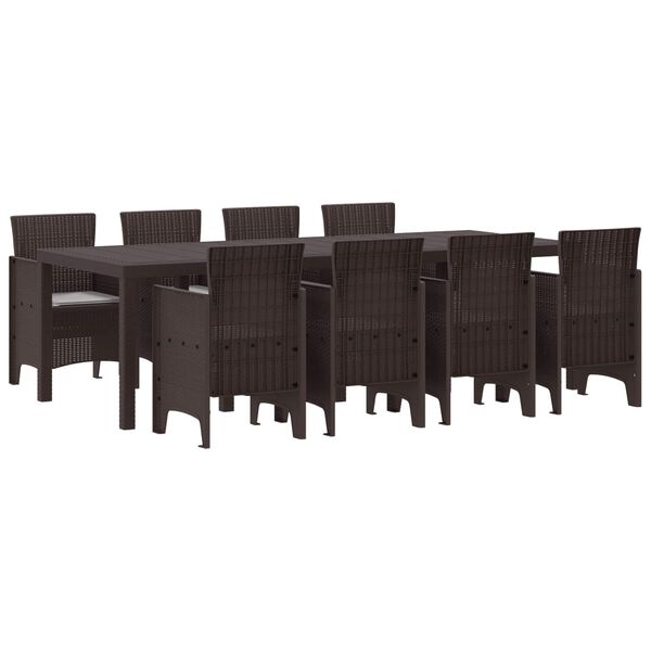 vidaXL Garden Dining Set 9 pcs Brown Polypropylene