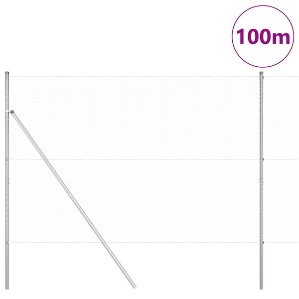 vidaXL Fence Post Silver 100 x 1.6 m (25 mm mesh) Steel