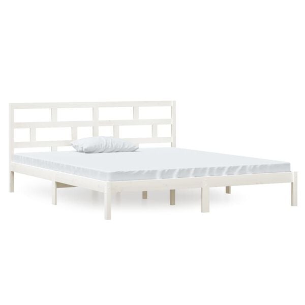 vidaXL Bed Frame without Mattress White Double Solid Wood