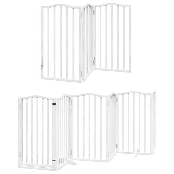 vidaXL Dog Gate with Door Foldable 15 Panels White 750 cm Poplar Wood