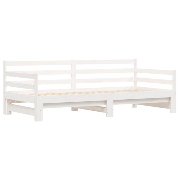 vidaXL Daybed with Trundle without Mattress White 90x190 cm Single Solid Wood
