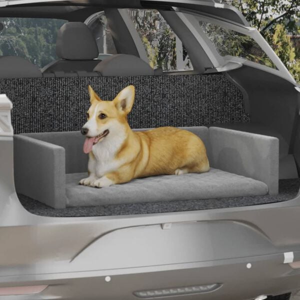 vidaXL Dog Car Boot Light Grey 110x70 cm Linen Look