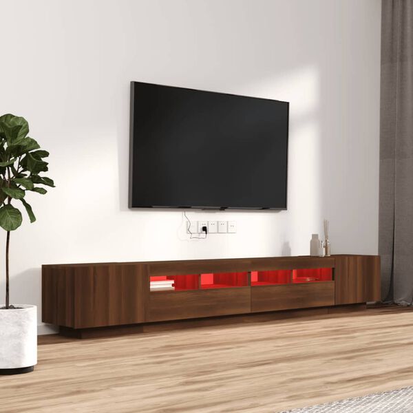 vidaXL 3 Piece TV Cabinet Set with LED Lights Brown Oak Engineered Wood