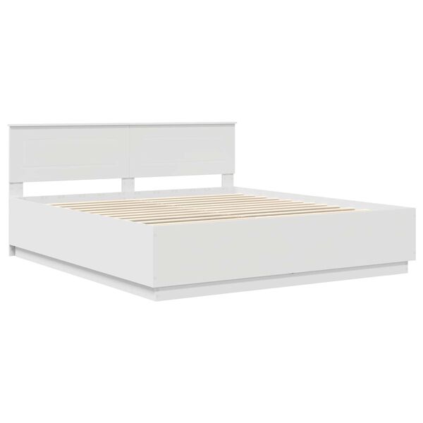 vidaXL Bed Frame with Headboard White 200 x 200 cm Engineered Wood