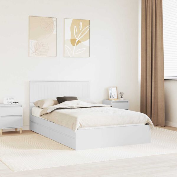 vidaXL Storage Bed with Headboard White 120 x 190 cm Engineered Wood