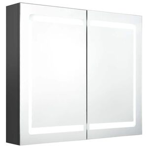 vidaXL LED Bathroom Mirror Cabinet Grey 80x12x68 cm