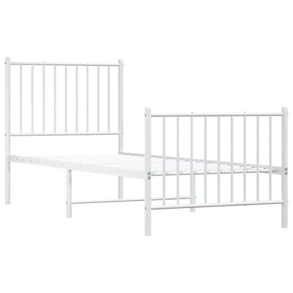 vidaXL Metal Bed Frame without Mattress with Footboard White 80x200cm