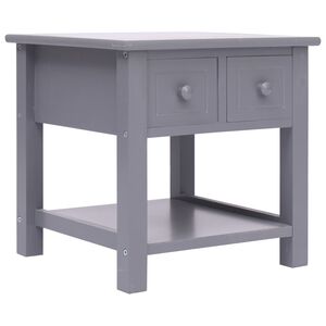 vidaXL Side Table | Grey | Paulownia wood, MDF | Small | Side Table | Square
