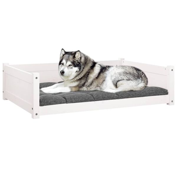 vidaXL Dog Bed White 105.5x75.5x28 cm Solid Pine Wood