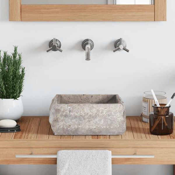 vidaXL Sink Grey 30x30x13 cm Marble