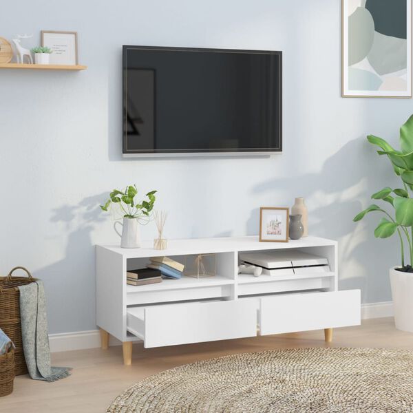 vidaXL TV Cabinet White 100x34.5x44.5 cm Engineered Wood