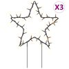 vidaXL Christmas Light Decorations with Spikes 3 pcs Star 50 LEDs 29cm