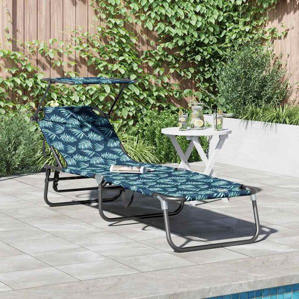 vidaXL Folding Sun Lounger Folding Green 56 x 190 x 81cm Fabric
