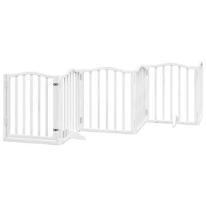 vidaXL Dog Gate with Door Foldable 6 Panels White 300 cm&nbsp;Poplar Wood
