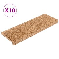 vidaXL Stair Mats 10 pcs 65x21x4 cm Beige