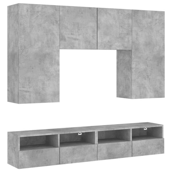 vidaXL 5 Piece TV Wall Units Concrete Grey Engineered Wood