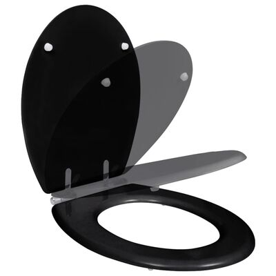 vidaXL WC Toilet Seat MDF Soft Close Lid Simple Design Black