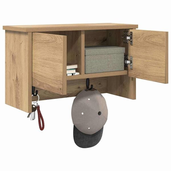 vidaXL Wall-Mounted Coat Rack with Shelf Artisan Oak 50 x 20 x 30 cm