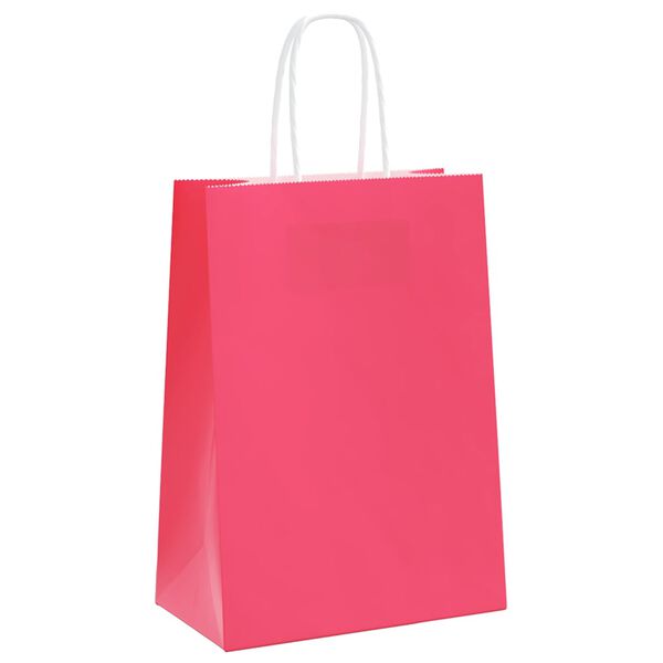 vidaXL Paper Bags 250 pcs with Handles Pink 15x8x21 cm