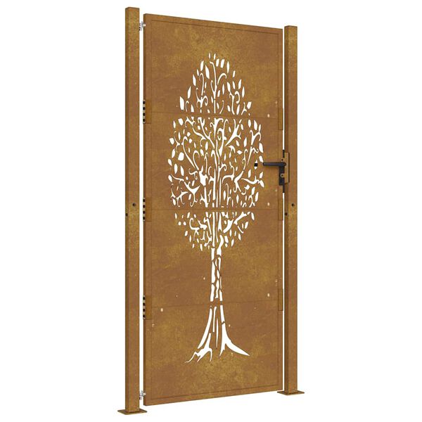 vidaXL Garden Gate 100x175 cm Corten Steel Tree Design