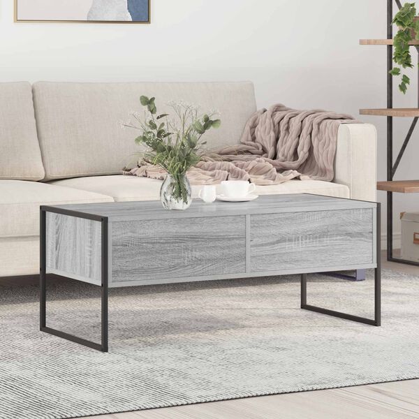 vidaXL Coffee Table Grey Sonoma 100 x 46 x 40 cm Engineered Wood