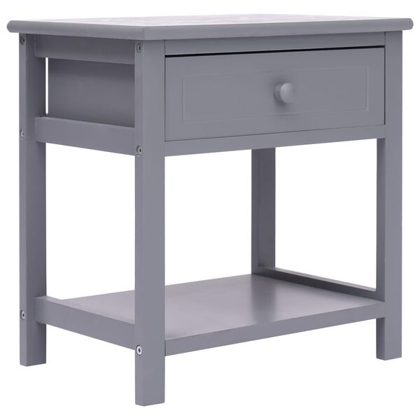 vidaXL Nightstand Grey 40x29x42 cm Paulownia Wood