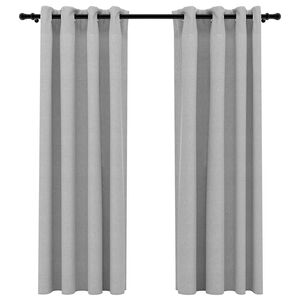 vidaXL Linen-Look Blackout Curtains with Grommets 2pcs Grey 140x175cm