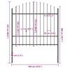 vidaXL Garden Fence with Spear Top Steel 181x175 cm Black