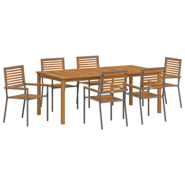 vidaXL Garden Dining Set 7 pcs Grey Poly rattan