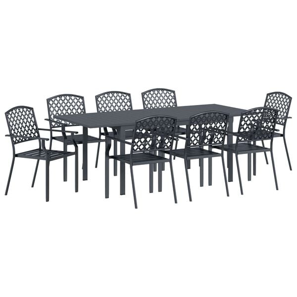 vidaXL Garden Dining Set 9 pcs Anthracite Steel