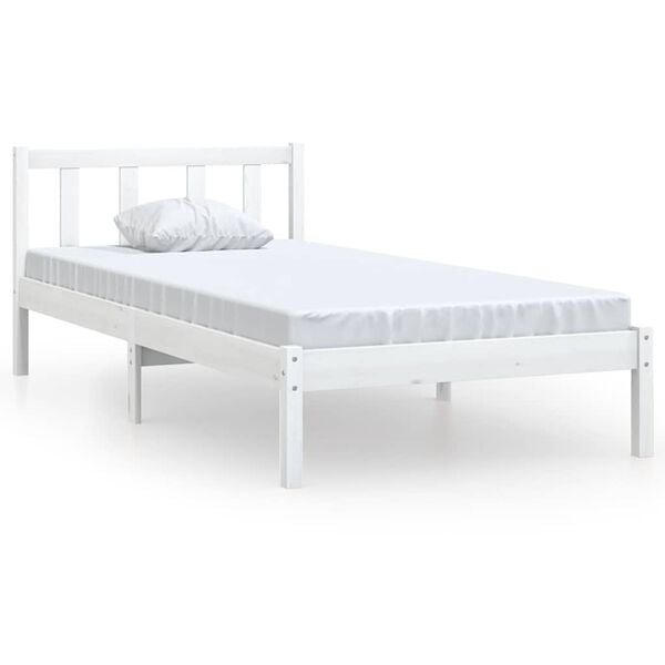 vidaXL Bed Frame without Mattress White Solid Wood 100x200 cm