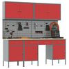vidaXL Work Bench with Drawer 10 pcs Red 200 x 55 x 200 cm Steel