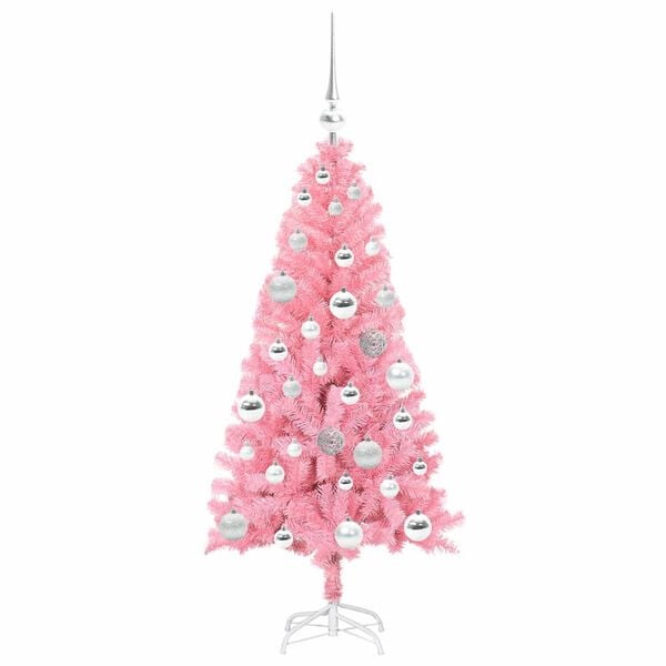 vidaXL Christmas Tree with 150 LEDs with Stand Pink 120 cm PVC